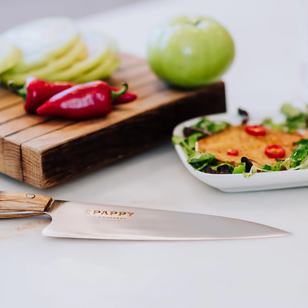 Chef Knife With Custom Barrel Stave Handle - Image 3
