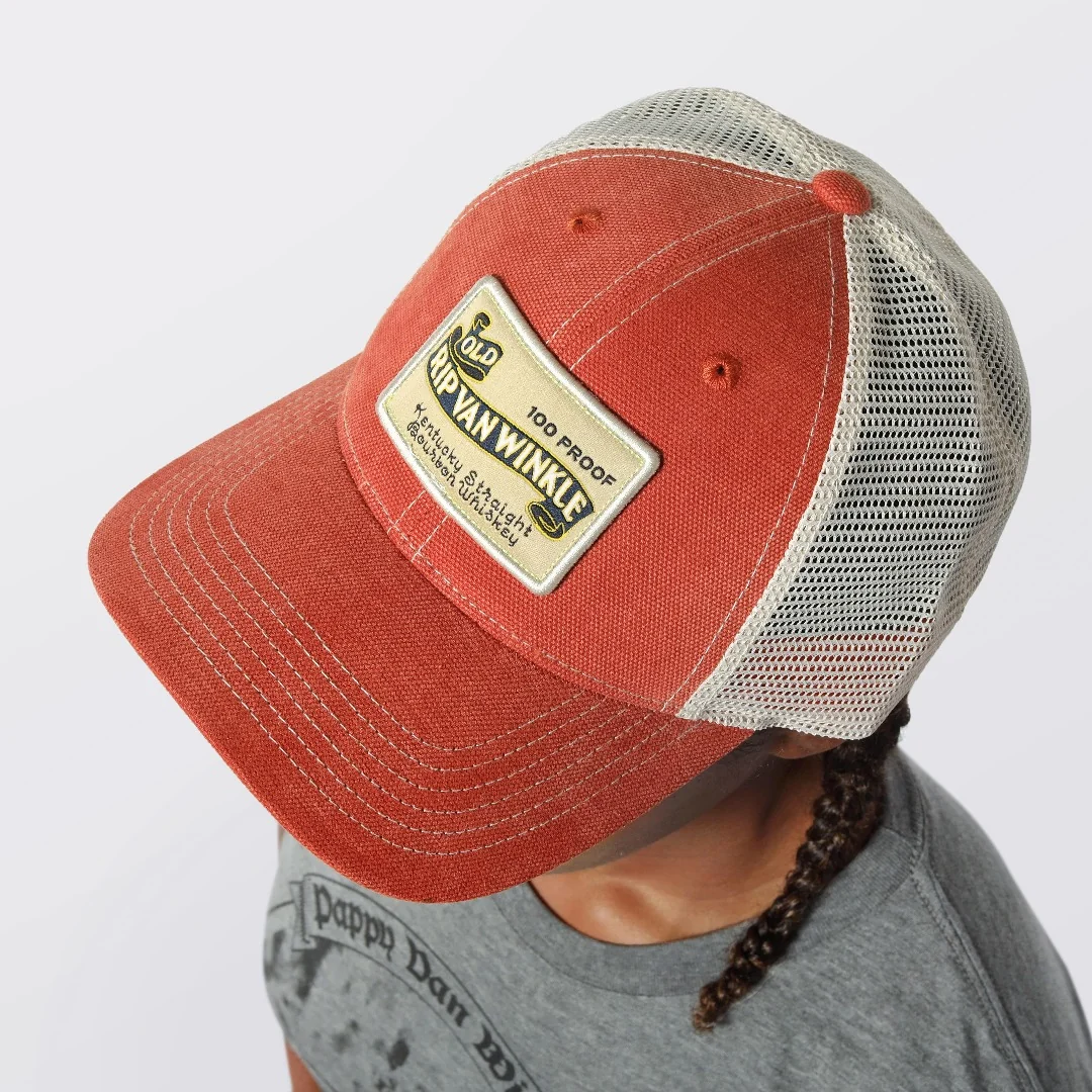 Vintage Bourbon Label Trucker Hat in Orange - Image 3
